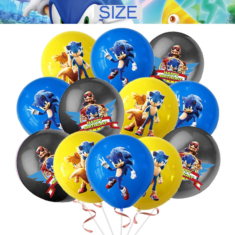 Kit Sonic Party Supplies Boys Birthday Party Paper Tableware Set Paper Plate Cup Napkins Baby Shower Decorations Sonic Gift Bags