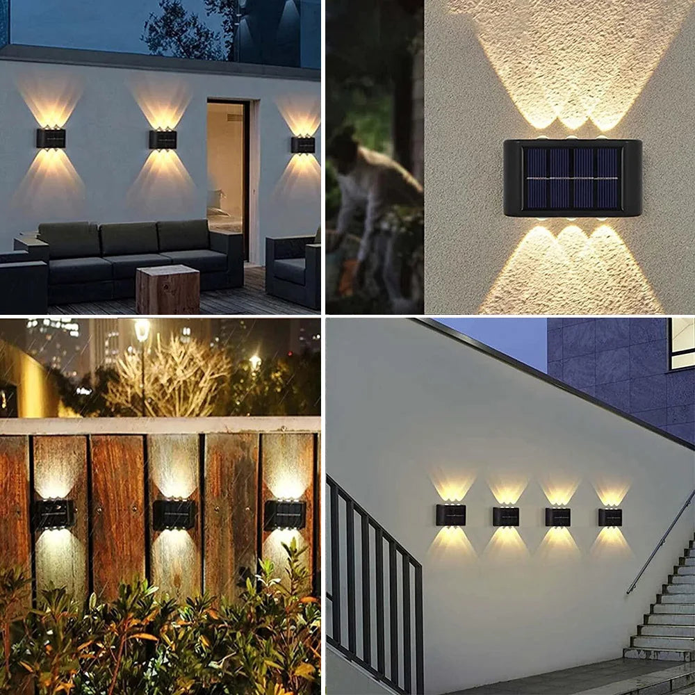 Waterproof LED Solar Wall Lamp Up and Down Fence Light Garden Yard Landscape Lamp Outdoor Lighting Patio Decor