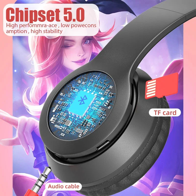 Wireless Headphone Flash Light Cute Cat Ears Fone with Mic Control LED Stereo Music Helmet Phone Bluetooth Headset Gift