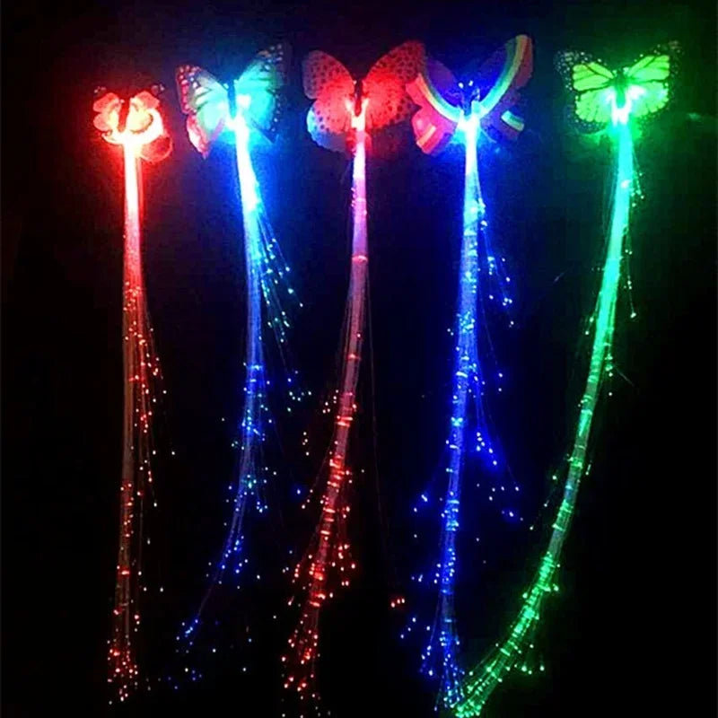 LED Flashing Hair Braid Glowing Luminescent Hairpin Novetly Hair Ornament Girls Led Toys New Year Party Christmas Gifts Random