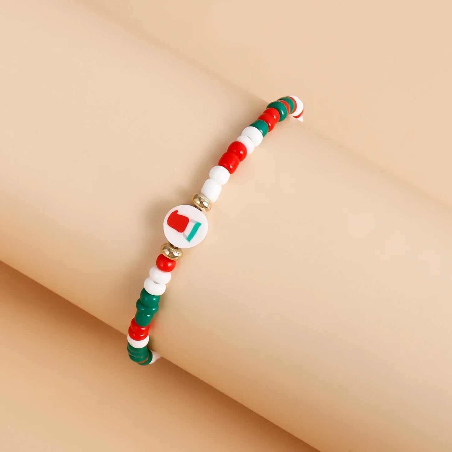 Y2K Polymer Clay Stackable Bracelet Set For Women Santa Claus Tree Elk Deer Snowflake Charm Beaded Bangle Christmas Jewelry