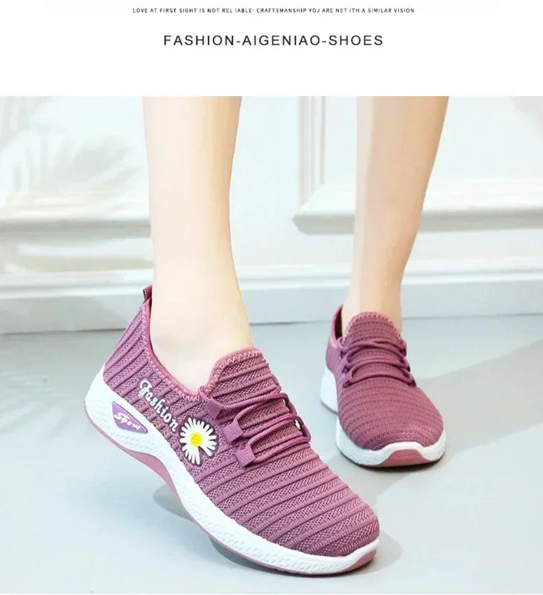 women's light running shoes Adult sneakers,net shoes, comfortable soft soled sneakers, women's breathable casual single shoes