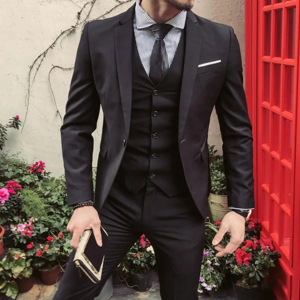 Wedding Suits For Men Elegant Blazers Set 3 Pieces Formal Classic Jackets Vest Pants Full Coats Luxury Business