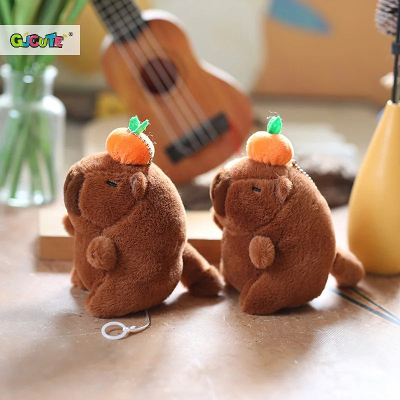 1Pcs Cute Capybara Plush Keychain Toy Realistic Capibara Stuffed Animals Toy Capybara Backpack Pendant Kids Birthday Gift