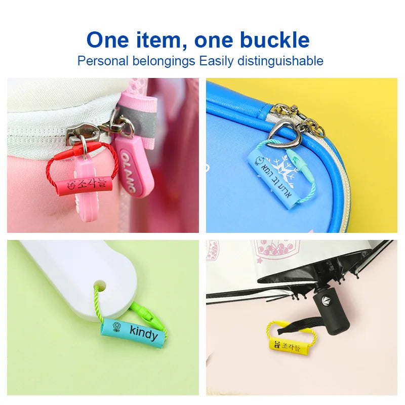 24pcs Baby Shoes Schoolbag Cup Clothes Name Sticker Waterproof Tag Rope Baby Name Ring Children Customized Name Label Pendant