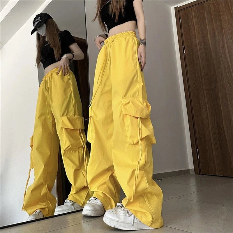 Cargo Pant Women Hip Hop Loose Casual Trousers American High Waist Big Pockets