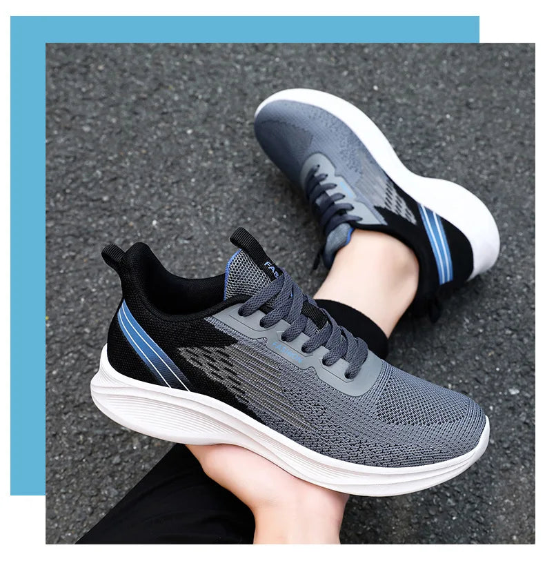 Sports single shoes flying woven Men's Shoes lace-up Soft sole Casual style men's Running shoes sneaker