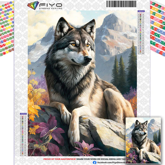 5D DIY  Diamond Painting Animal Wolf Full Square Round Diamond Mosaic Flower Needlework Wall Art Decor For Home