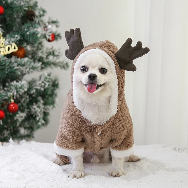 Dog Christmas Costume Dogs Elk Santa Claus Dog Cats Coat Hoodies Christmas Dogs Costume