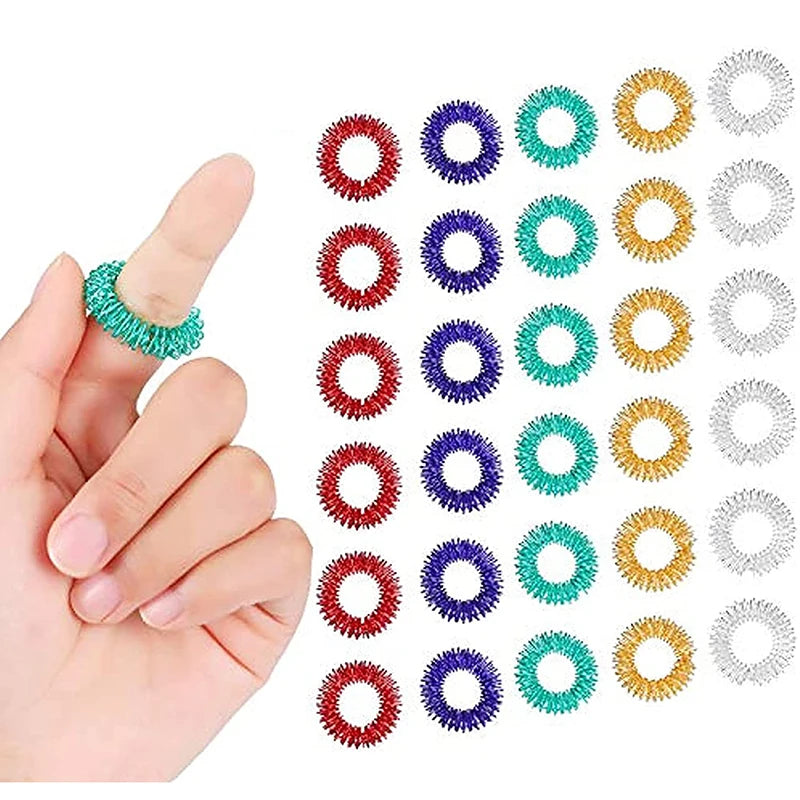 Finger Rings Acupressure Stress Relief Spiky Sensory Decompression Toys Relief Anxiety Relief Finger Toys