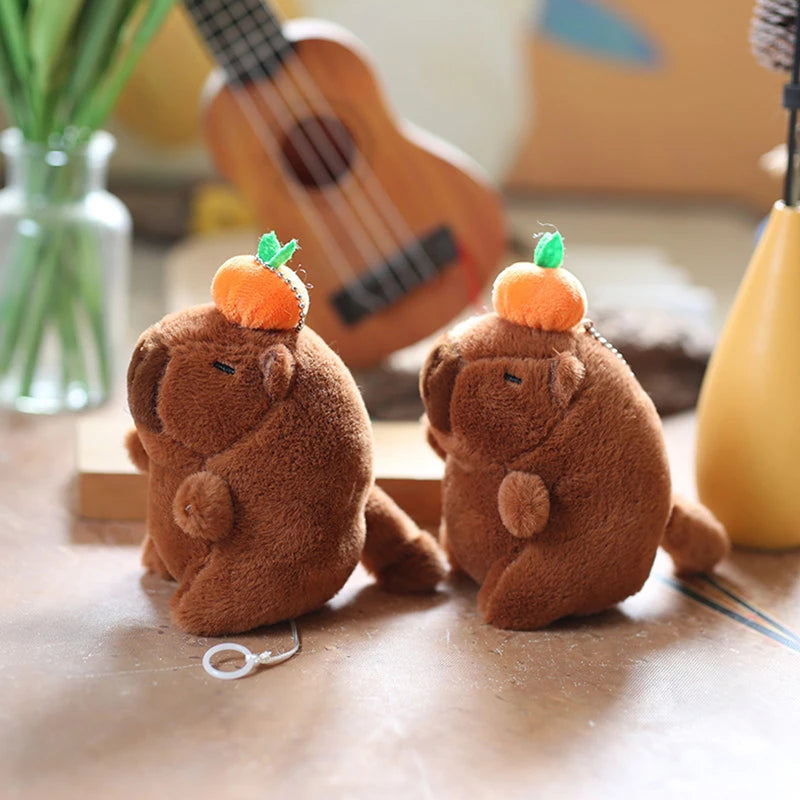 1Pcs Cute Capybara Plush Keychain Toy Realistic Capibara Stuffed Animals Toy Capybara Backpack Pendant Kids Birthday Gift