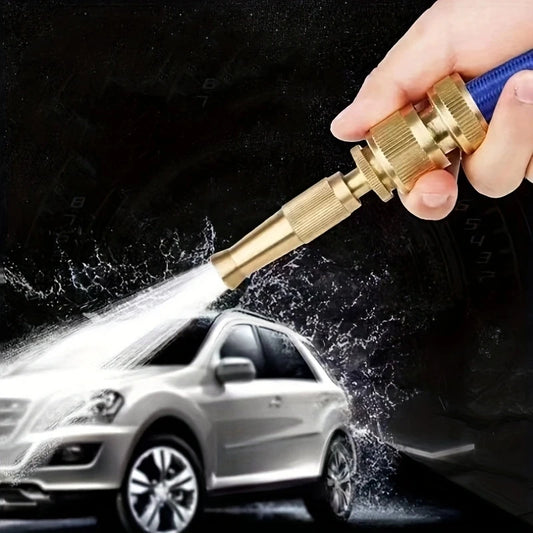 Car Washing Hose Water Gun, Brass Adjustable Hose Nozzle, High-Pressure Gun Car Cleaning, Copper Straight Gun, Garden Watering