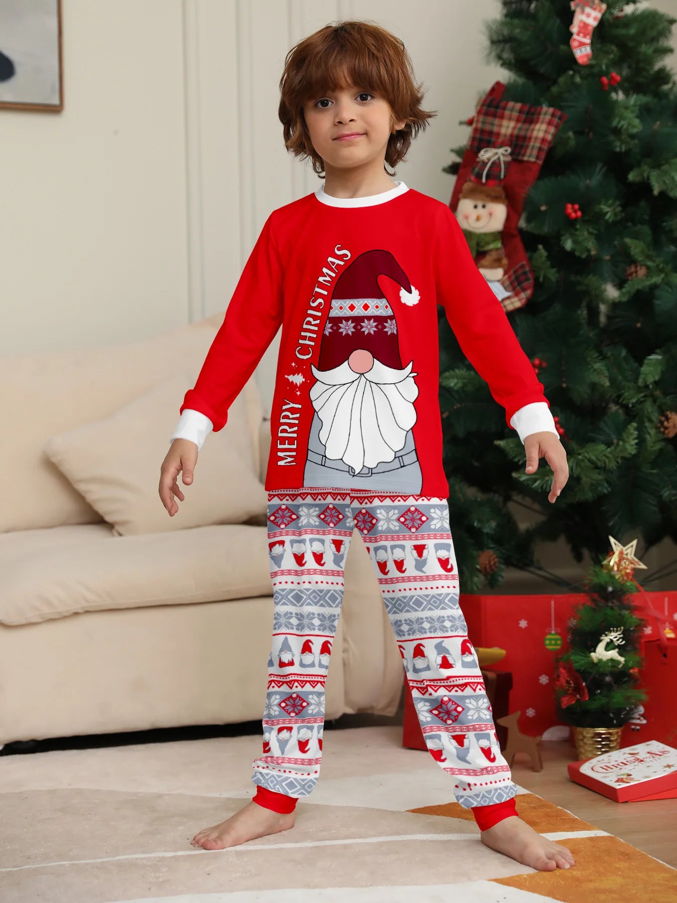 2024 Christmas parent-child clothing red family with a family Christmas clothing home clothing pajamas 2 sets