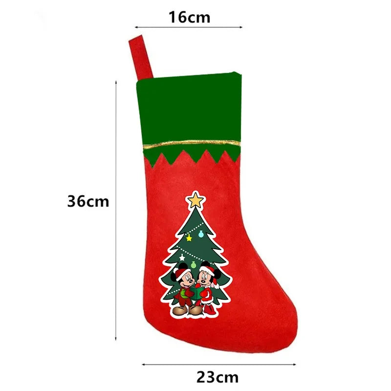 Disney Christmas Stockings Mickey Minnie Plush Hanging Socks Fireplace Xmas Tree Decor Large Capacity Present Bag Surprise Gift