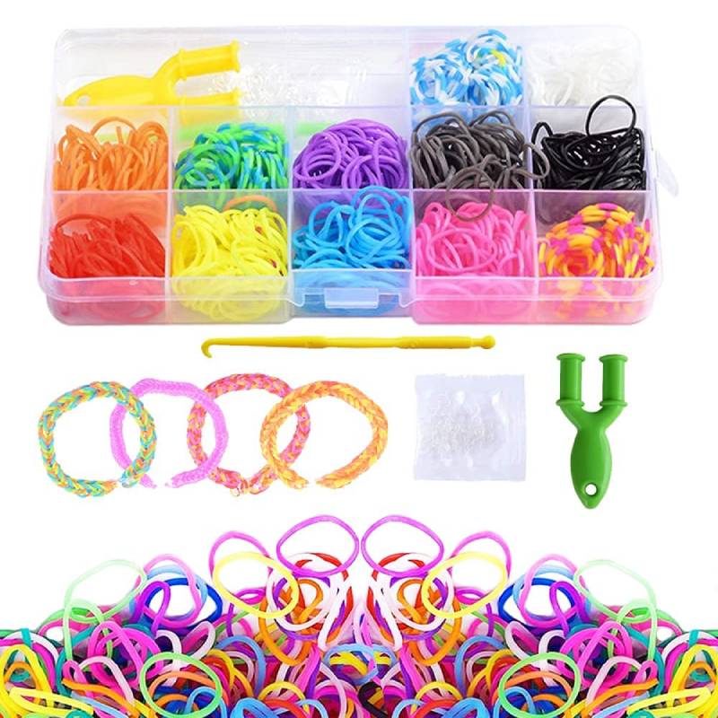 600pcs Colorful Loom Rubber Bands Set 12 Colors DIY Rubber Bands Loom Bands Bracelet Making Kit Gift for Girls Kids Art Craft