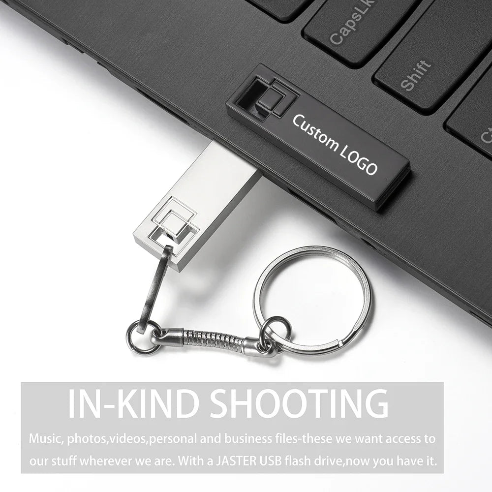 JASTER High-speed High-capacity Music USB Drive 64GB Fashion High Speed Pen Drive 32GB USB Flash Drive 4GB Metal Key Chain Gift