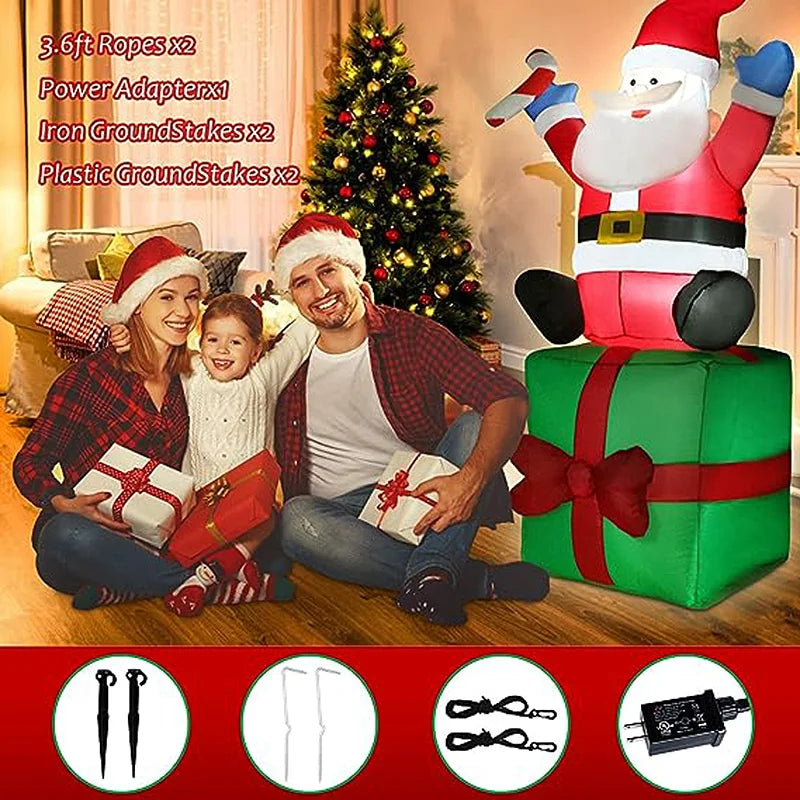 Santa Claus Stacking Gifts Christmas Decoration inflatable model Patio Props 1.8m Indoor and Outdoor Christmas Decoration