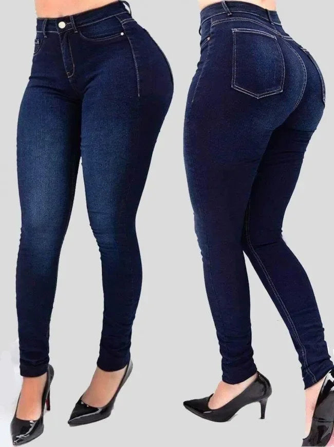 Woman's pure color jeans denim high waist jeans high waist jeans