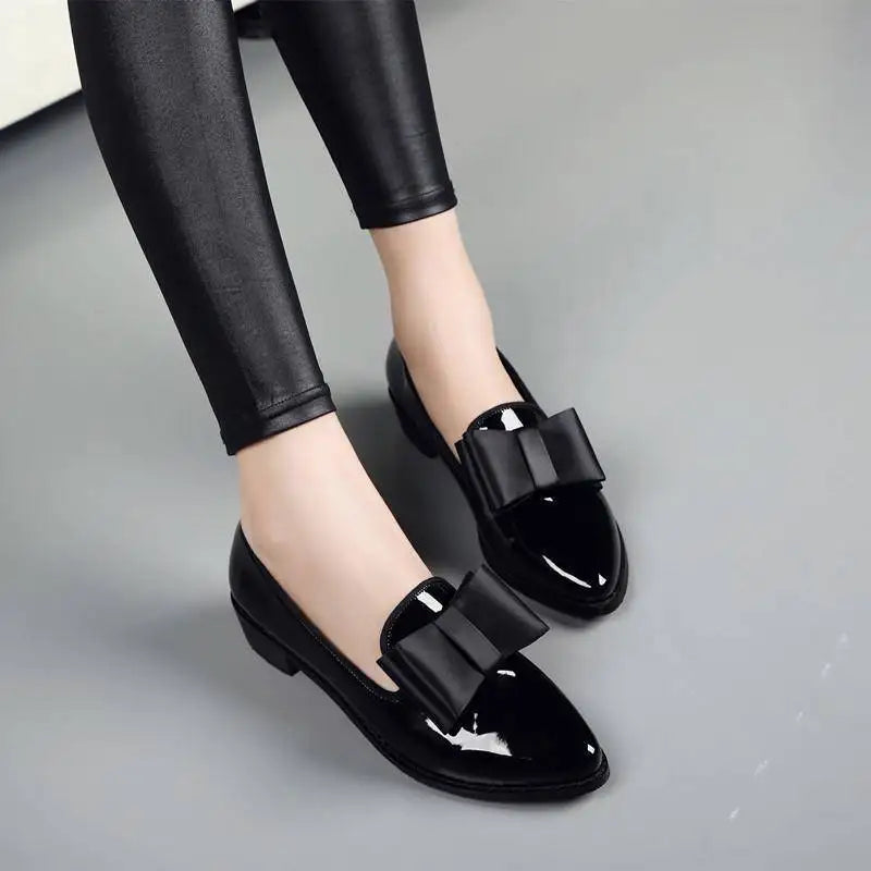 Women Flats Shoes Bow Women Shoes Patent Leather Casual