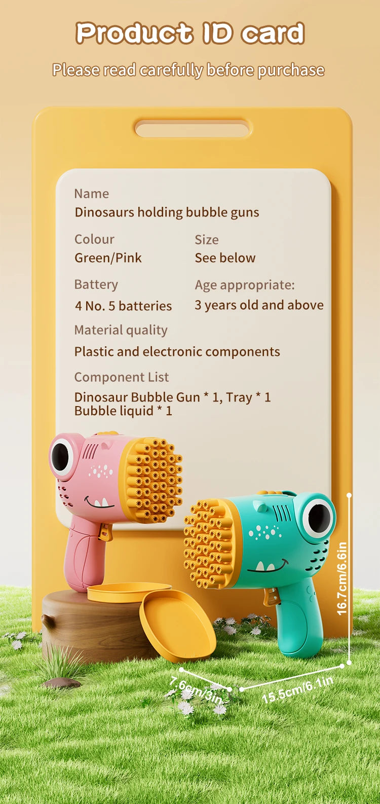 Dinosaur Bubble Gun Handheld Fully Automatic Bubble Machine Without Battery And Bubble Water For Kids Gift