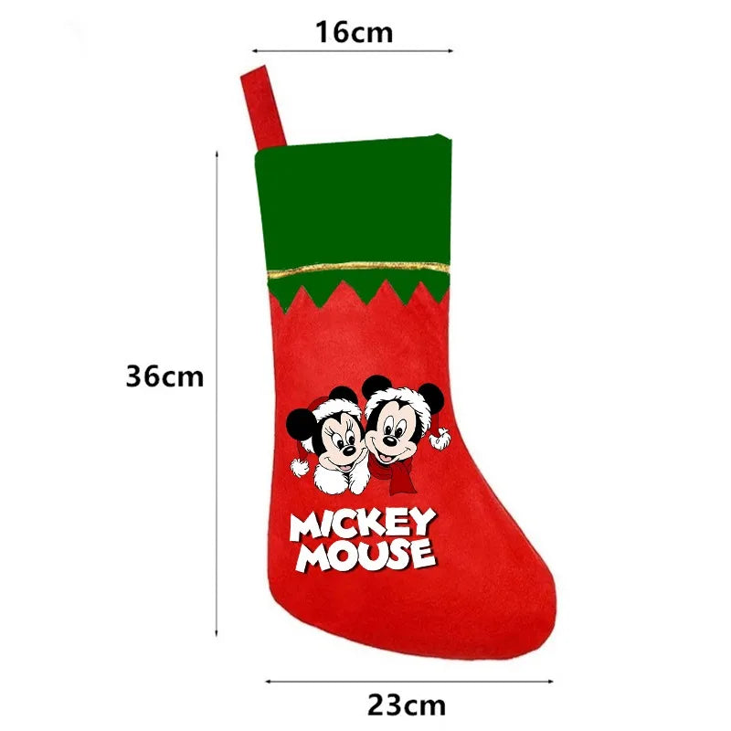 Disney Christmas Stockings Mickey Minnie Plush Hanging Socks Fireplace Xmas Tree Decor Large Capacity Present Bag Surprise Gift