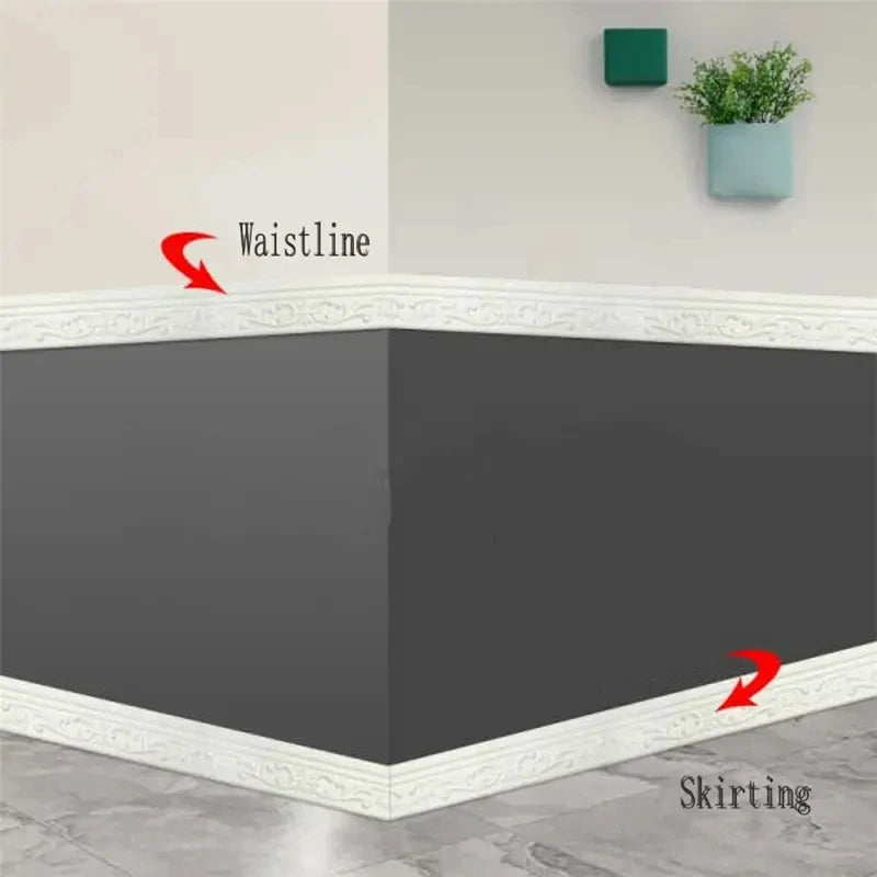 3D Self Adhesive Wall Border Strip Waterproof Wall Trim Line Wallpaper Skirting Border Home Decor TV Background Wall Sticker