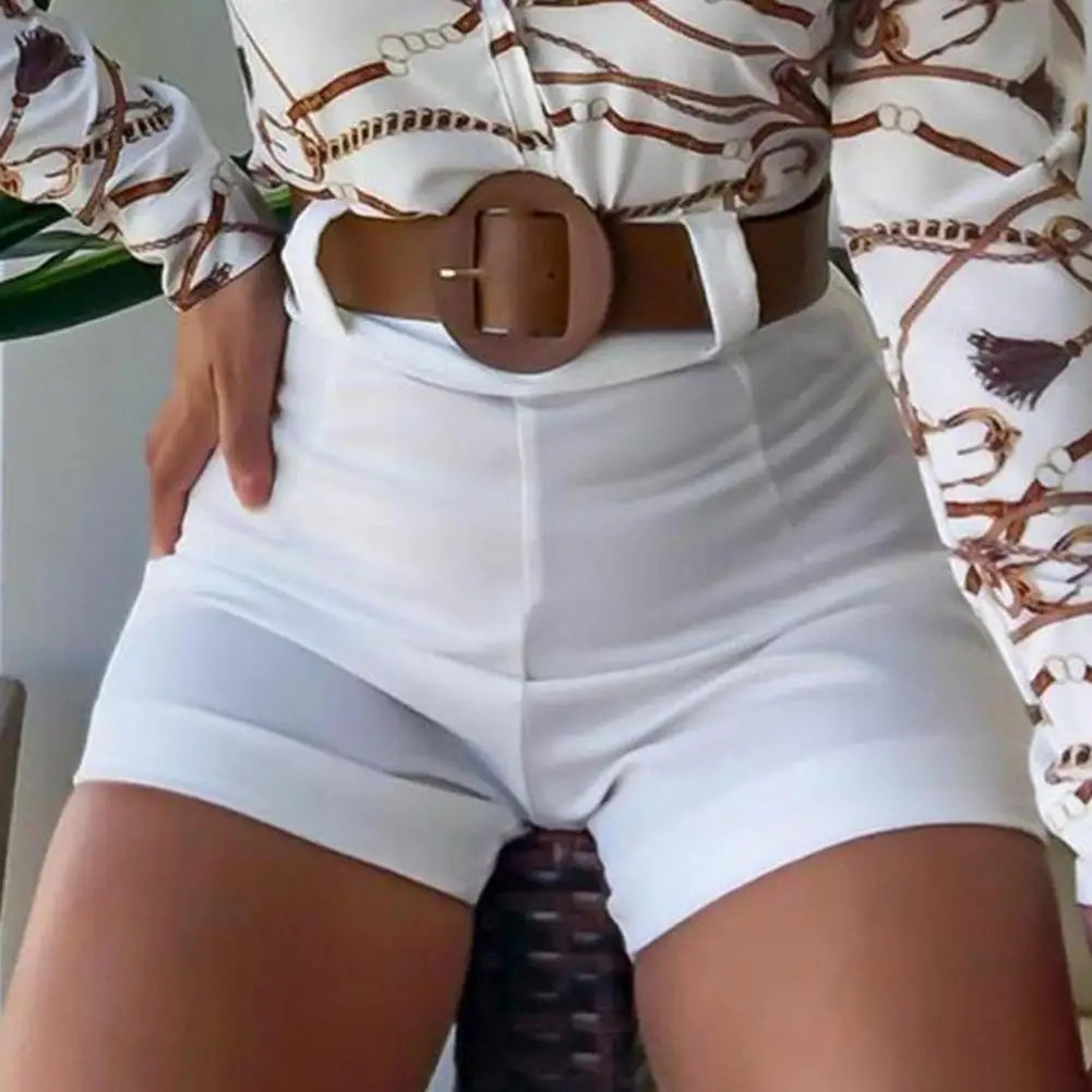 Summer Office Women's High Waist Short Solid Color Back Zipper Skinny Hot Pants Fashion Slim Suit A- line Women Shorts Streetwear