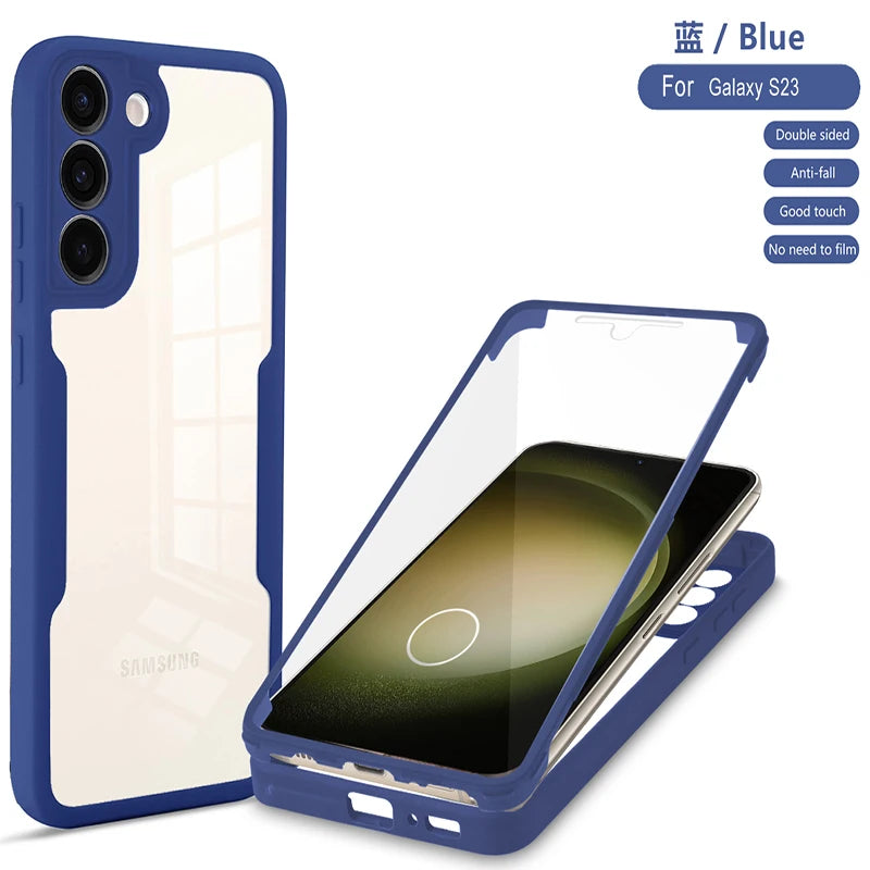 360 Degree Full Body Phone Cover For Samsung Galaxy M02 M12 M33 M53 S21 S22 S23 S24 S30 TPU Shockproof Clear Double sided Cover