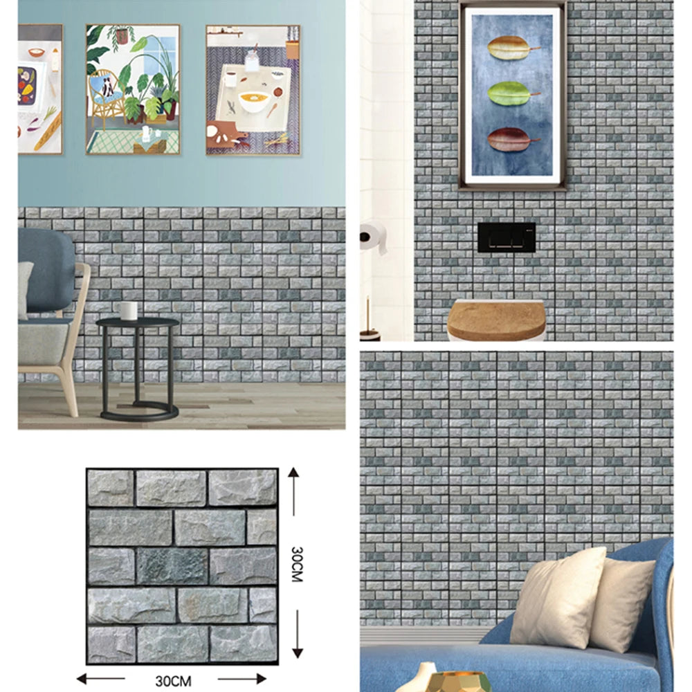 3D Wall Sticker Imitation Brick Wallpaper Decor Waterproof Self Adhesive Wall Stickers Home Decor Living Room Kitchen 5/10/20Pcs