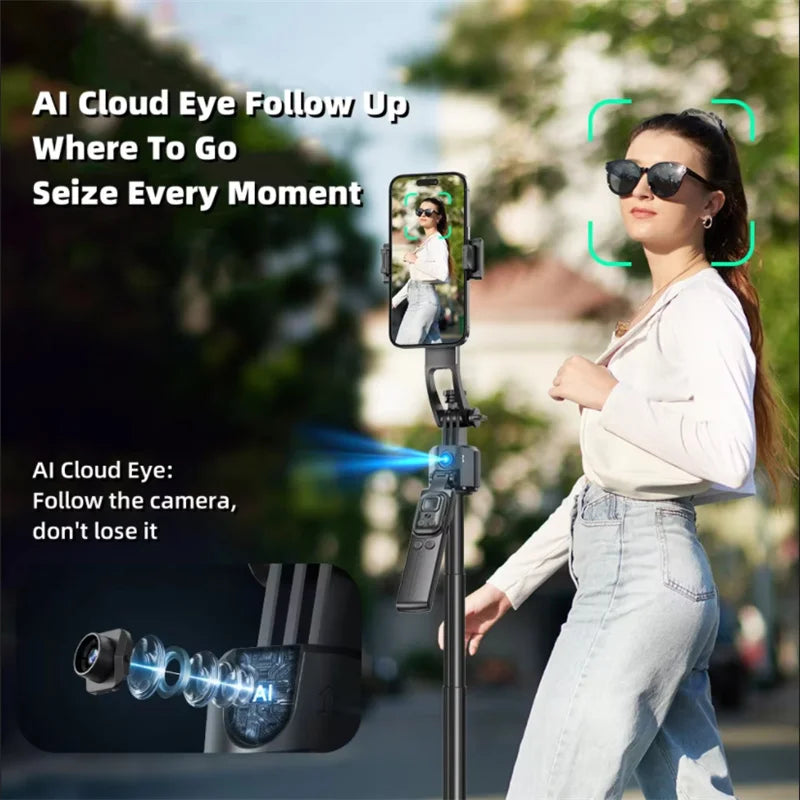 C17 Monopod 360° Auto-Rotation AI Tracking Shooting Tripod Bluetooth Shutter Fill Light For Phone Holder Wireless Selfie Stick