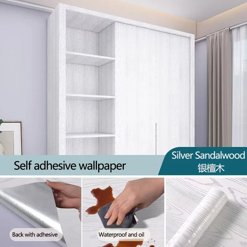 Waterproof Wood Vinyl Wallpaper Self Adhesive wallpapers Doors Cabinet Desktop Modern Furniture Decorative wall Paper