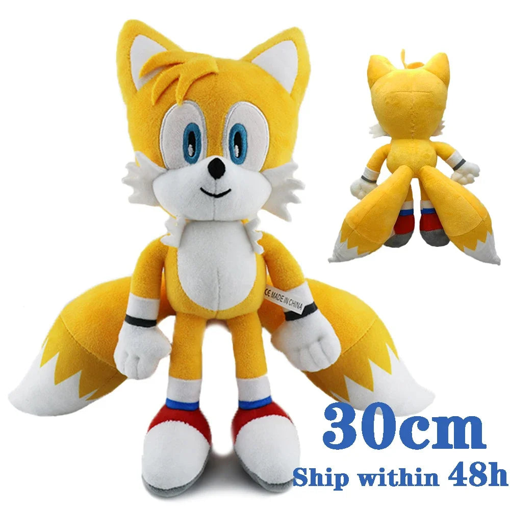 30CM Super Sonic Plush Toy  The Hedgehog Amy Rose Knuckles Tails Cute Cartoon Soft Stuffed Doll Birthday Gift For Children