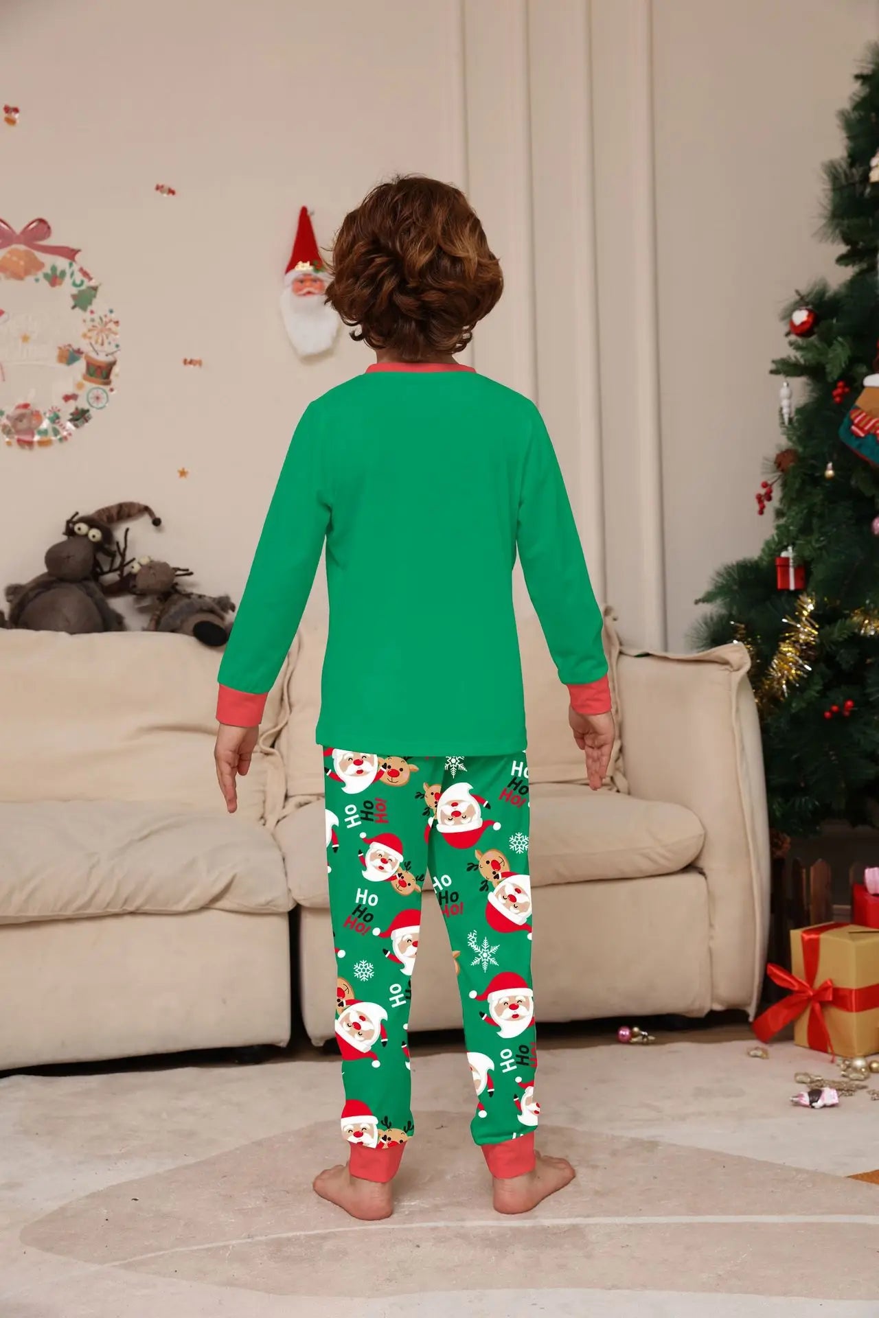 Pajama for Christmas family Matching clothing Old man print fashion pajamas pajama pants Parent-child outfit Mom, Dad, child, dog, family 2 sets