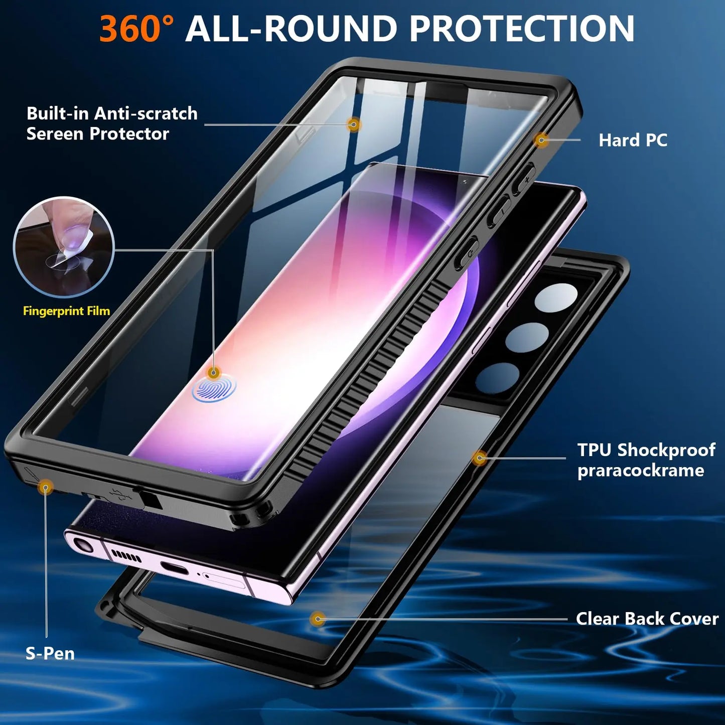 Shellbox Waterproof Case For Samsung Galaxy S24 S23 S22 S21 Ultra FE A54 A14 5G Metal Aluminum Swimming Phone Luxury Cover