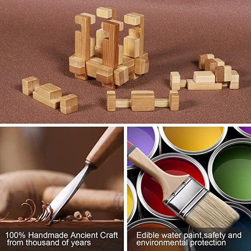 Brain Teaser Kong Ming Lock 3D Wooden Interlocking Burr Puzzles Game Toy For Adults Kids IQ Brain Teaser Kong