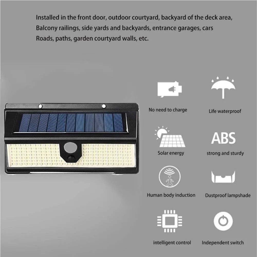 1/2/3Pcs Solar Wall Lights 190LED Outdoor Solar wall Lamp PIR Motion Sensor Solar Street Lamp Waterproof garden wall light