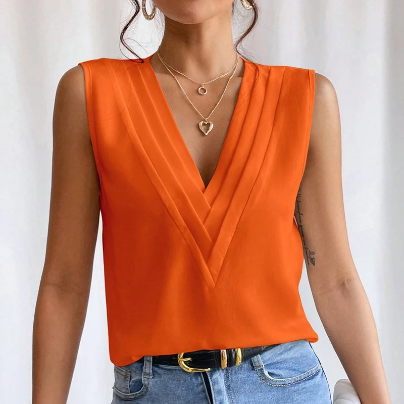 Casual Sleeveless Blouses For Women Fashion Summer Women's Oversized Shirts And Blouses Elegant Youth Female Tops