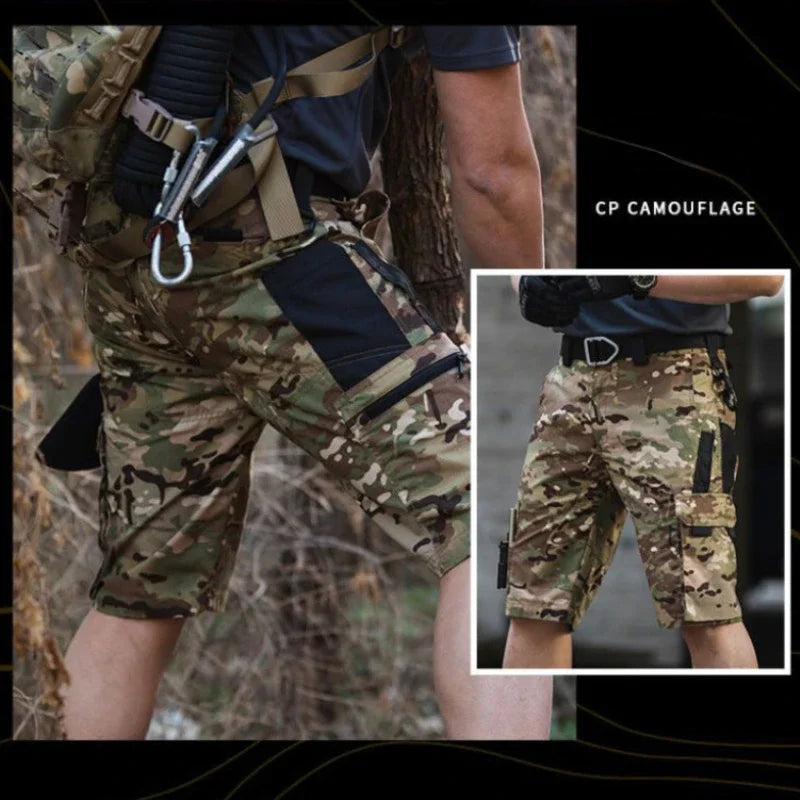 Men's Tactical Shorts Wear-resistant Waterproof Breathable Work Pants Military Multi-pocket Straight-leg Cargo Shorts