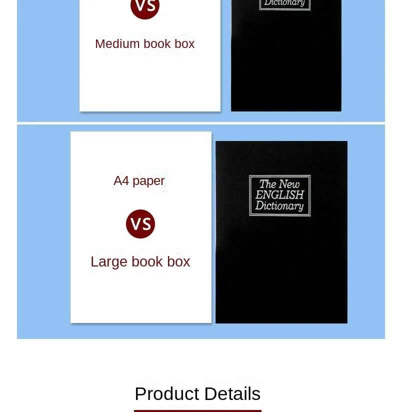 Book safe with lock password box storage password box home key money box can put coins in and can deposit and withdraw money box