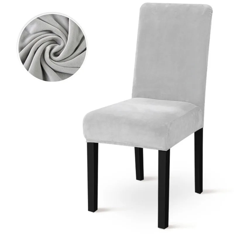 Luxury Velvet Chair Cover for Dining Room Wedding Hotel Banquet Adjustable Seat Cover Elastic Home Chair Cover Case