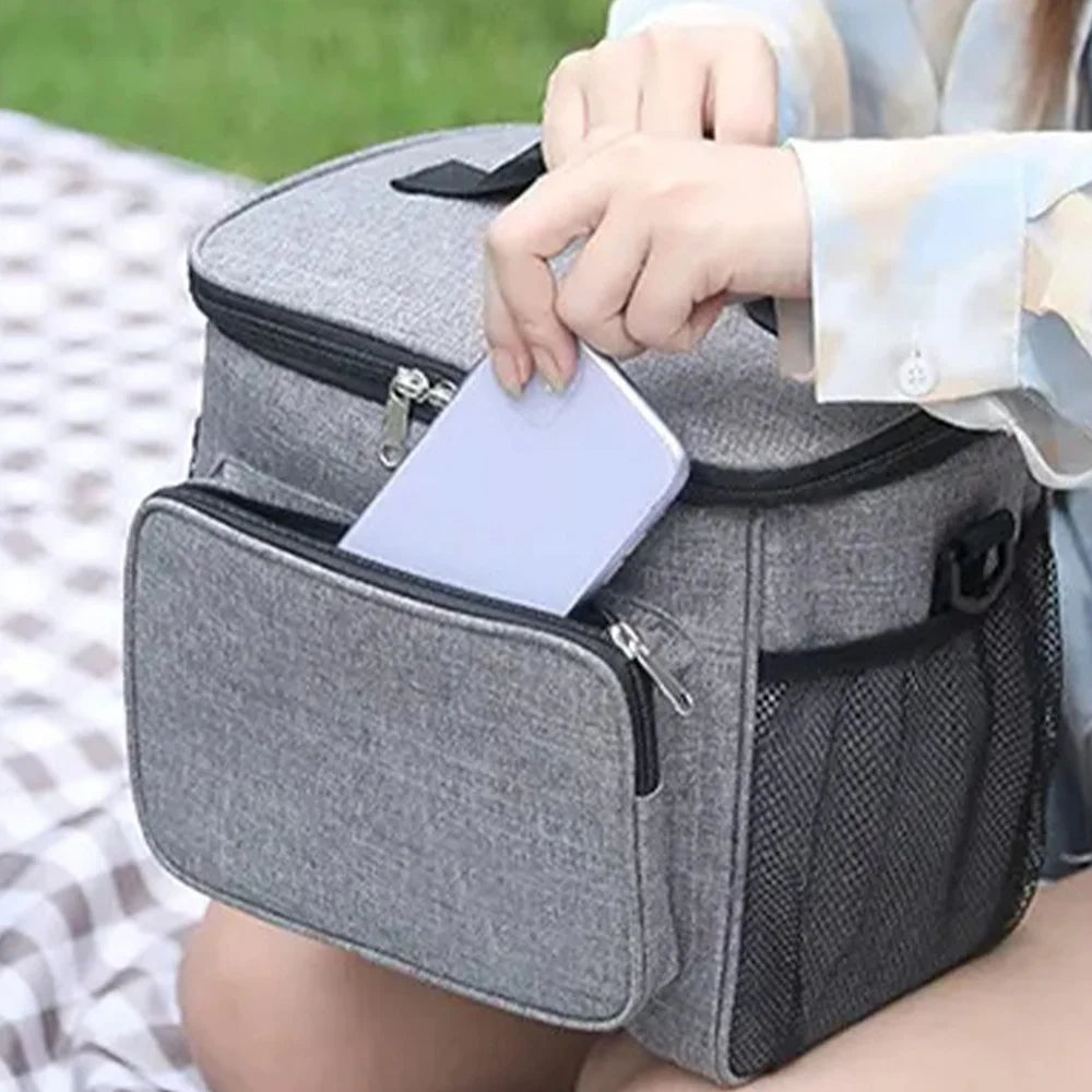 Student Lunch Box Portable Cooler Organizer Handbag Thermal Shoulder Lunch Bags Outdoor Camping Storage Boxes Mom Printing