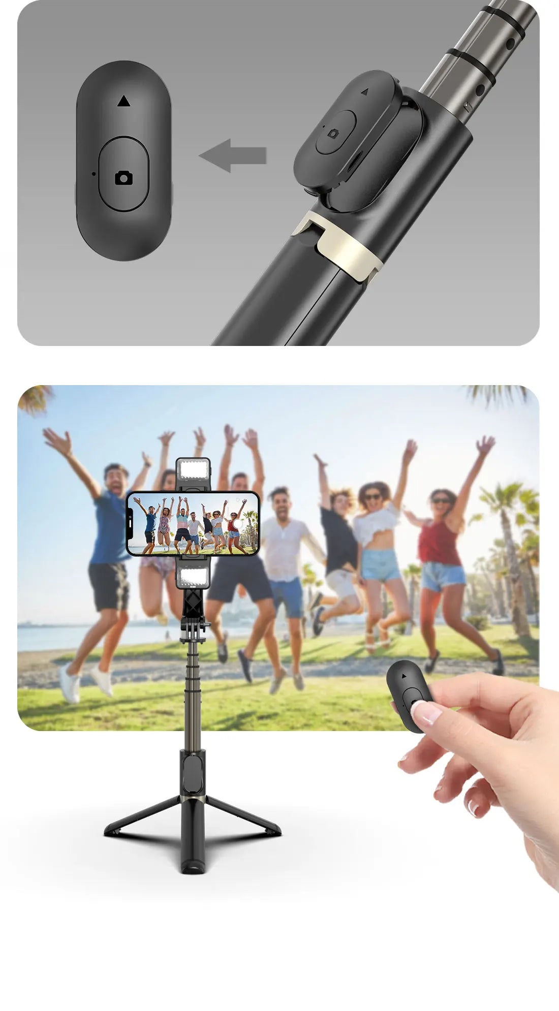 Stabilizer Bluetooth Selfie Stick Foldable Wireless Tripod With Bluetooth Shutter Fill Light for Live