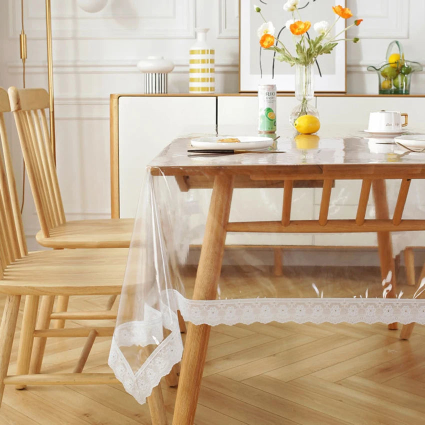 Transparent Tablecloth Waterproof Oil-proof PVC Table Cloth for Home Kitchen Dining Table Decorative Protective Cover