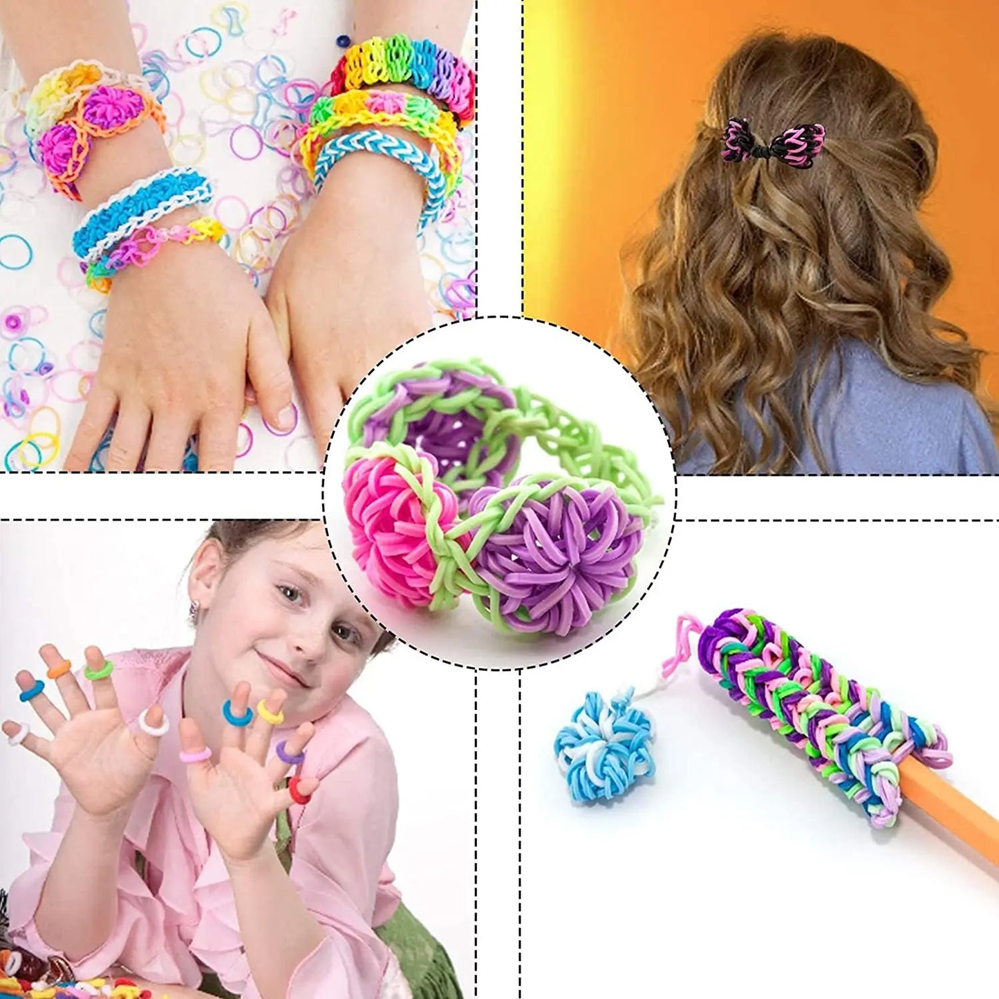 600pcs Colorful Loom Rubber Bands Set 12 Colors DIY Rubber Bands Loom Bands Bracelet Making Kit Gift for Girls Kids Art Craft