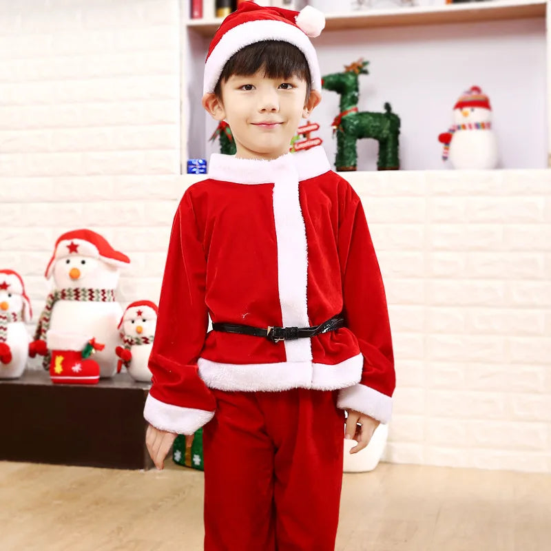 Baby Girls Boys Christmas Cosplay Santa Claus Costume For Kids Xmas Clothes Party Dress