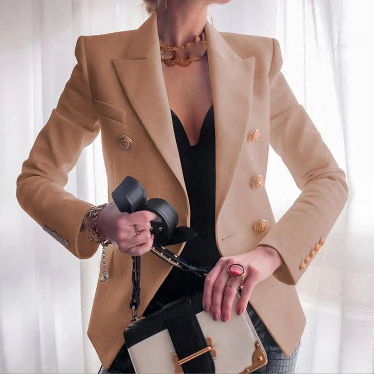 Women's Casual Turn Down Collar Long Sleeve Suit Outerwear Office Lady Spring Autumn Fashion Elegant Solid Blazer Coats For Women