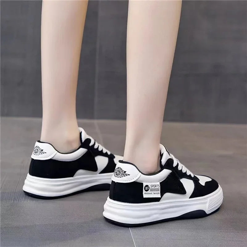 Sports Shoes Flat Female Sneakers Women Tennis Spring Casual Vulcanize Black Fashion Harajuku Thick-sole Sneakers