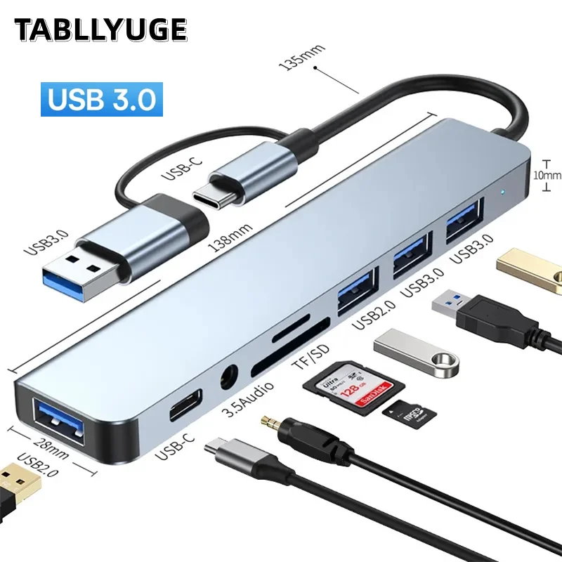 5Gbps USB 3.0 HUB USB C HUB Type C Docking Station High Speed Transmission OTG Adapter Splitter TYPE-C HUB For Laptop PC Macbook