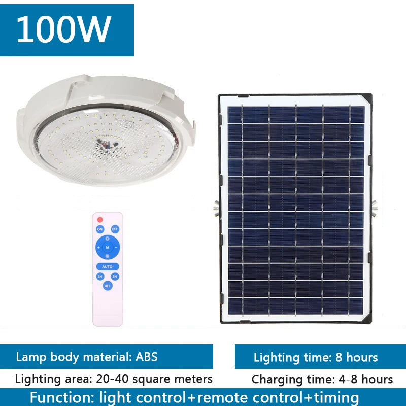 Indoor and Outdoor Remote Control High-power Solar Photovoltaic LED Ceiling Light Corridor Courtyard Super Bright Lighting