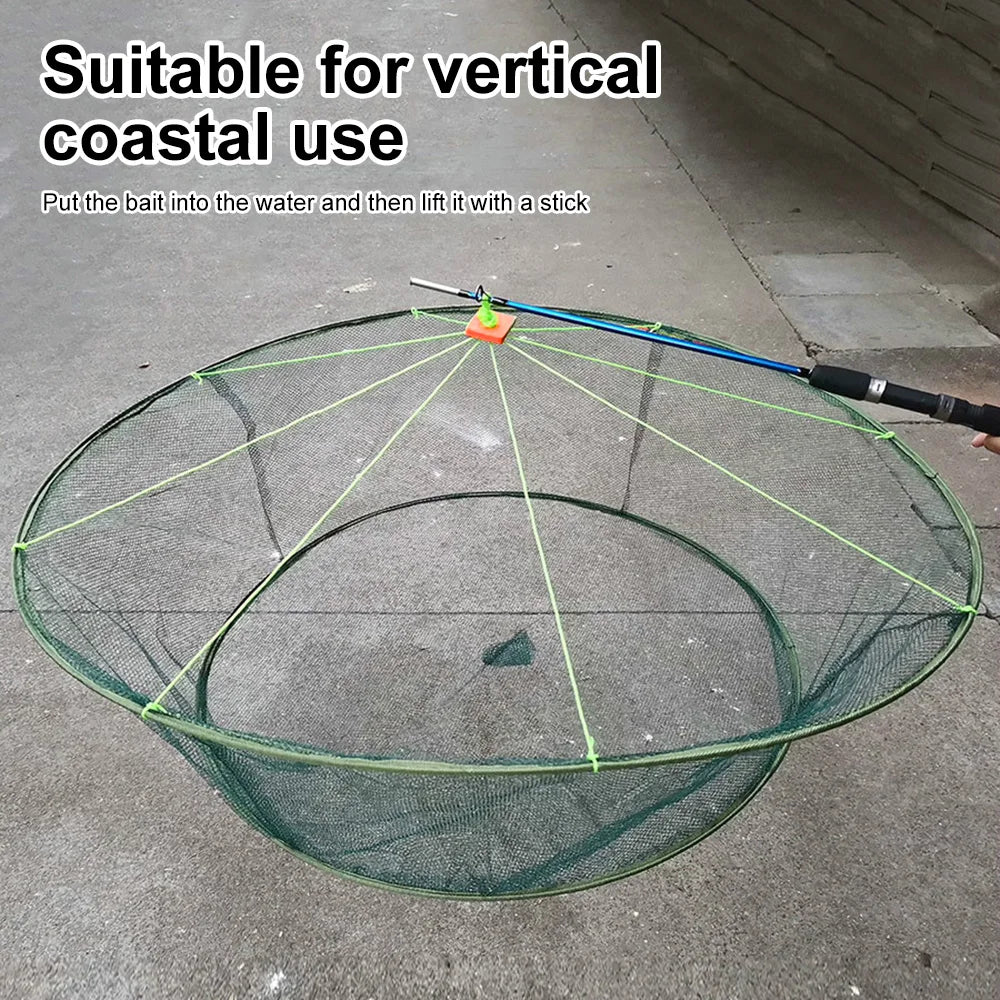 Foldable Drop Net Fishing Landing Prawn Bait Crab Shrimp Pier Harbour Pond Mesh for Vertical Shore Use String Carrying Net Lift